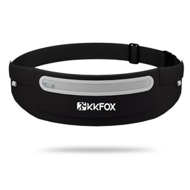 Running Belt with Waterproof, Men's Women's Runner Belt Bag, Reflective, 3 Pockets, Adjustable Elastic Band, Waist Bags for Running, Cycling, for Mobile Phones Under 7.5 Inches, black, Sports style