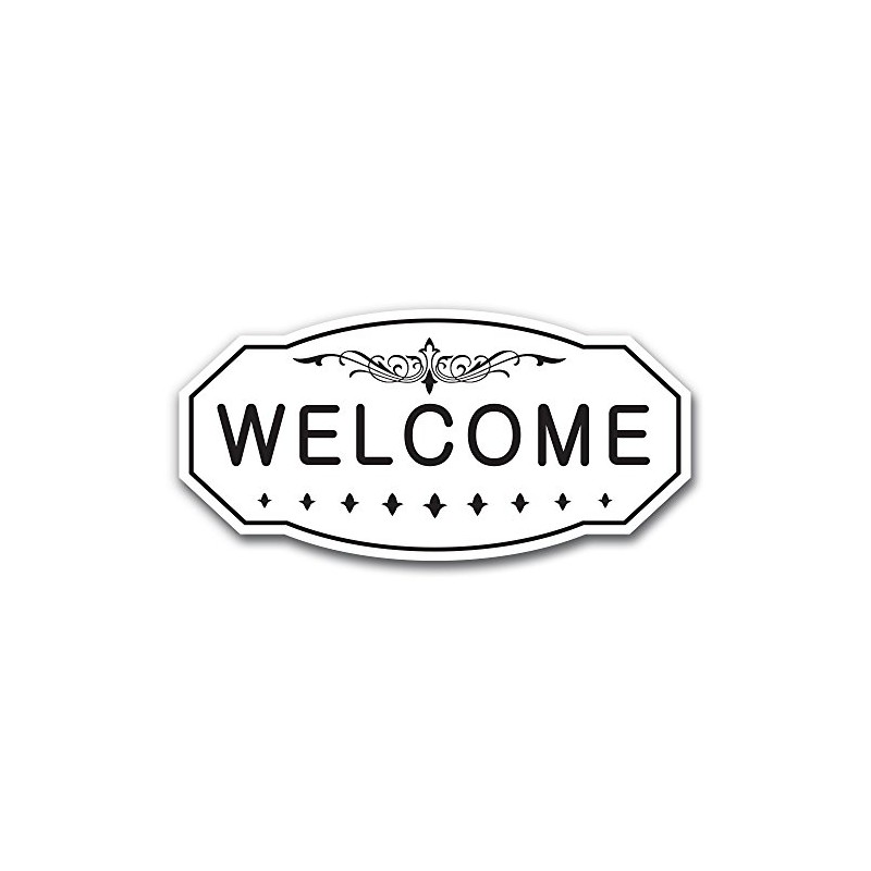 Welcome Victorian Door/Wall Sign (White) - Large 5" x 10"