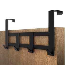Menz Premium Door Coat Rack – XXL Black Door Hook Rail for Hanging, Universal Door Hooks – High-Quality Door Coat Rack for Hanging, Extremely Durable Coat Hooks Door