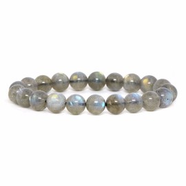 Justinstones Natural A Grade Labradorite Gemstone 10mm Round Beads Stretch Bracelet 7 Inch Unisex