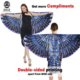 D.Q.Z Double-Sided Adults Bird-Wings Owl Costume for Women with Feather Headband, Eagle Costume Bird Festival Parade Hallowen (Black)