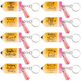 Teacher Appreciation Week Gifts Bulk Pencil Keychain with Tassel End of Year Teacher Gift from Student Graduation Gift(60 Pcs)