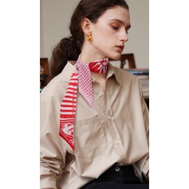 MEISEE Mulberry silk Scarf hair ribbons for hair handbag scarf Tie Bundle Scarf Neckerchief Head Scarf for women 2"*35"-Pink + Red