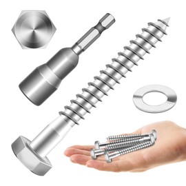 Dayalo Pack of 10 M6 x 60 Hexagon Wood Screws, Viennese Screws, Wood Screw, Key Screws, Stainless Steel A2 V2A, with Hexagonal Socket