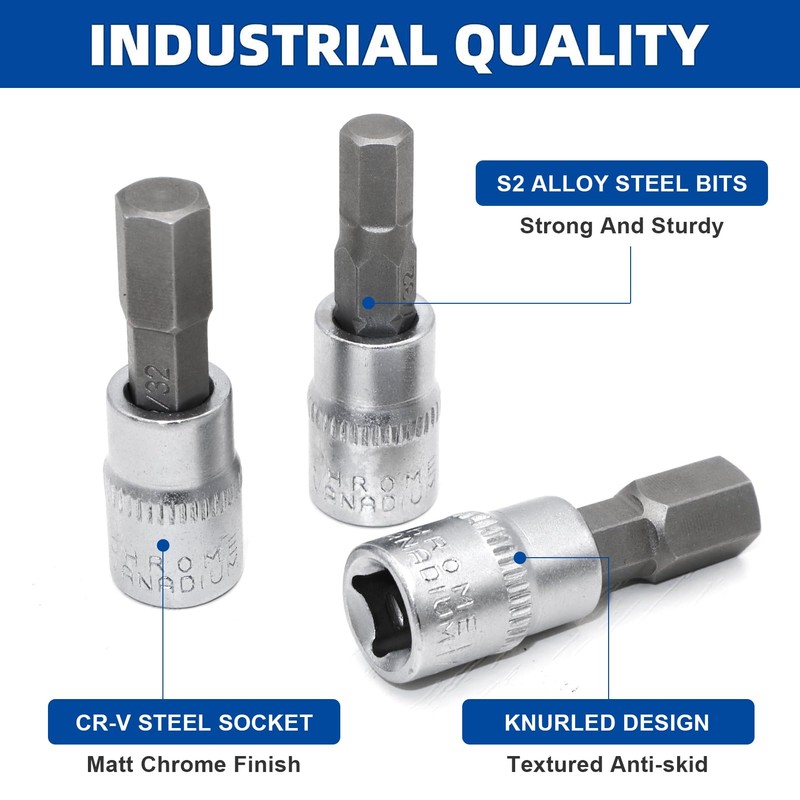 DAKCOS Hex Bit Socket Set 1/4" Drive 9 Pieces Allen