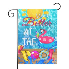 Dacawin Pool Garden Flag Swimming Pool Spring Yard Flags Summer Welcome Decorative Flags Life is Better at the Pools House Banner for Outside Patio Porch Home Decoration 12x18 Double Sided