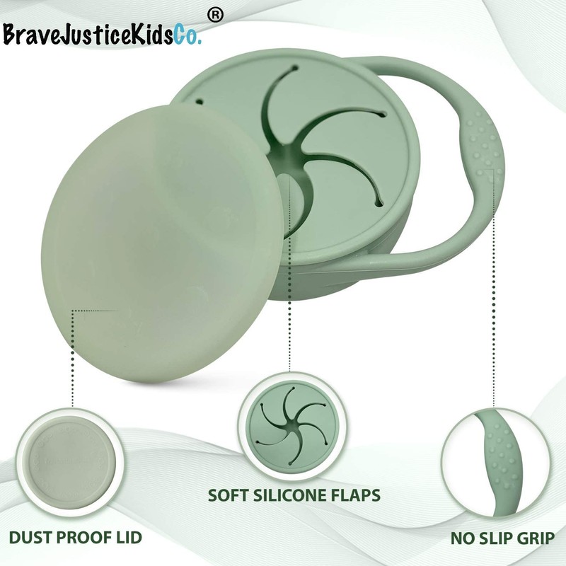 BraveJusticeKidsCo - Taza de ataque de botanas plegable de silicona