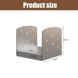 2Pcs 6"x 6" Stainless Steel Post Base, Adjustable Post Anchor (Inner Size: 5.5" x 5.9"), Decorative Anchor Plate for Post Brackets for Gazebo, Deck, Porch, Handrail Wood Railing Support