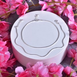 DHRUVS COLLECTION 925 Silver Plain Threaded Snake Pattern Anklet for Women