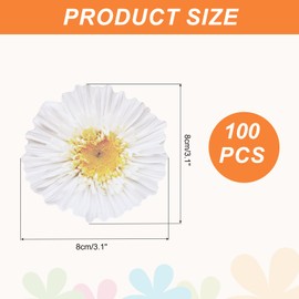 MECCANIXITY 100 Pack Artificial Flower Cutouts Thanksgiving Day Wedding Autumn Decorate White with Glue 3.1x3.1 Inch for Wedding Thanksgiving Parties Crafts