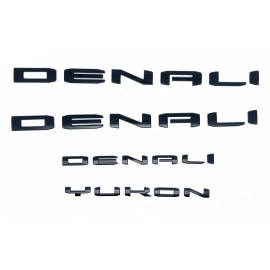 GMC Gloss Black Door Rear DENALI Yukon Emblems Letters 2021-2023 GMC Yukon Yukon XL