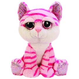 Suki Gifts Lil Peepers Fun Tiara Cat Plush Toy with Silver Sparkle Accents on Paws and Ears (Small, Pink/White)