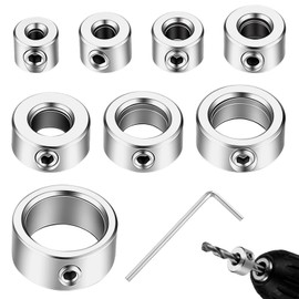 8 Pcs 3-16mm Drill Bit Depth Stop Collar Set 8 Sizes High Carbon Steel Drilling Limit Ring Drill Bit Positioning Ring Split Rings with Allen Wrench for Precision Drilling