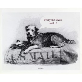 Art Postcard: Breakfast with Birds (detail) - Woman at table watches birds, snow