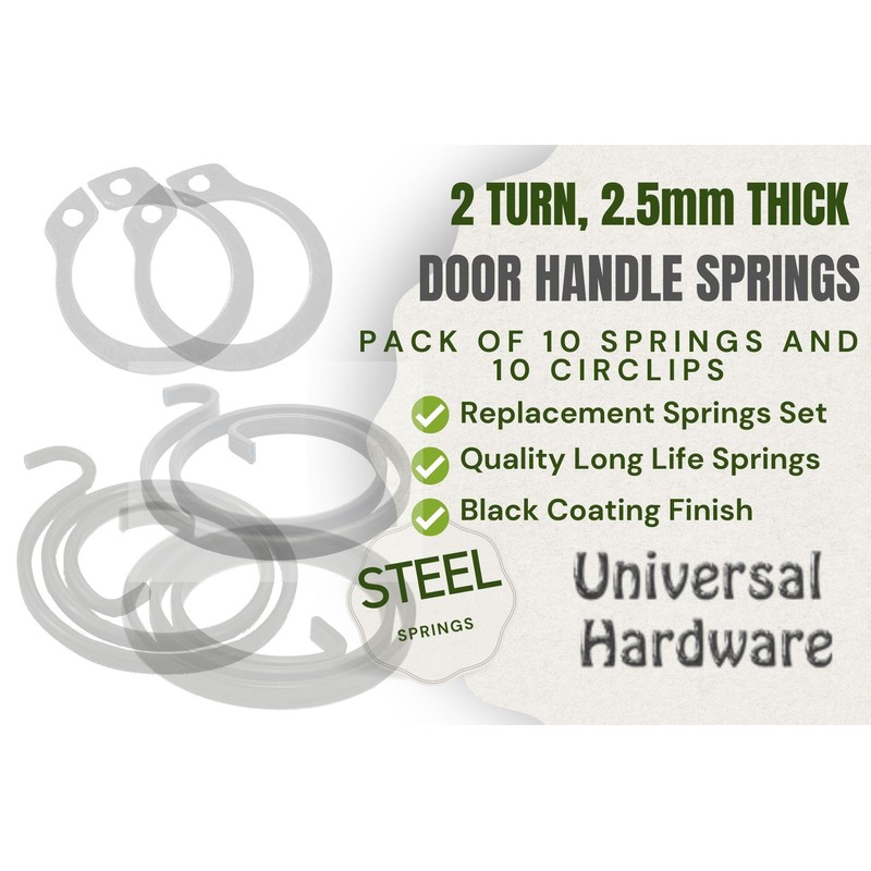 Door Handle Springs Repair Kit 2 Turns, 2.5mm Thick Internal