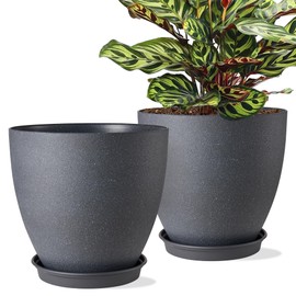 Sylvainvik 18 inch Large Plant Flower Pots Planters Outdoor Indoor Garden, Set of 2, Black