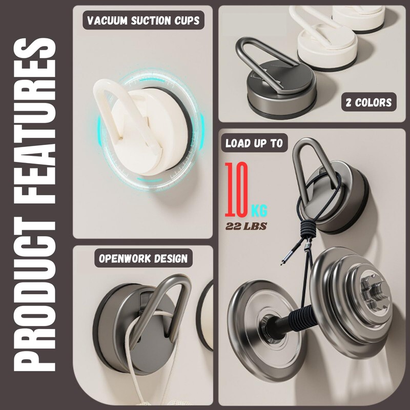 Boxonly Heavy Duty Suction Cup Hook - Gun Grey No