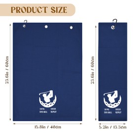 Larger Golf Towels, Funny Embroidered Golf Towel with Carabiner Clip, 24"*16" Tri-fold Waffle Pattern Golf Towel for Golf Bags to Clean Ball and Club, Golf Accessories for Men, Dad, Golfer, Dark Blue