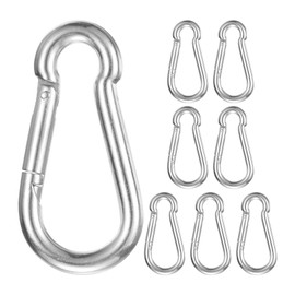 M METERXITY 8-Pack Spring Snap Hooks, M7 304 Stainless Steel 2.75 Inch Quick Link Snap Hooks for Keychain Clip/Hammock/Hiking, D Ring Shape Snap Clip Trigger Buckle Rust-Free Clips