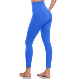 HeyNuts Pure&Plain Yoga Pro 7/8 Leggings for Women, High Waisted Compression Tummy Control Workout Buttery Soft Pants 25'' Dazzling Blue XS(0/2)