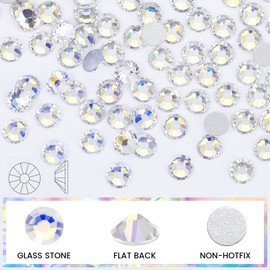 Novani Rhinestones 3000Pcs Flatback Crystal Round Loose Gemstones Glass Rhinestones for Crafts Makeup Nail Art Clothes Shoes DIY Decorations(SS6, 1.9-2.0mm,Moon Night)