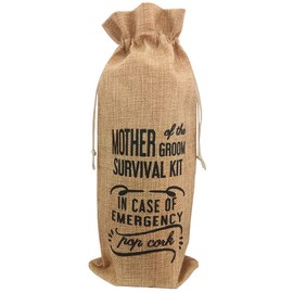 GIFTED LUGAR Mother of the Groom Gift, Mother of the Groom Survival Kit Wine Bag, Cute Funny Wedding Shower Wine Bag for Groom's Mother