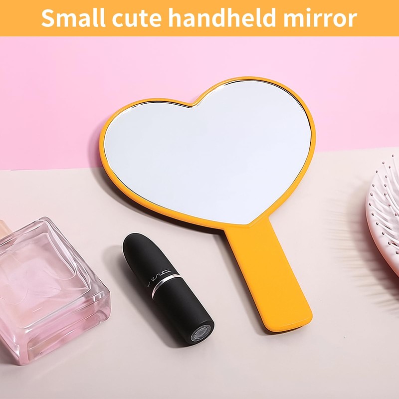 TBWHL Heart-Shaped Travel Handheld Mirror, Cosmetic Hand Mirror with Handle,