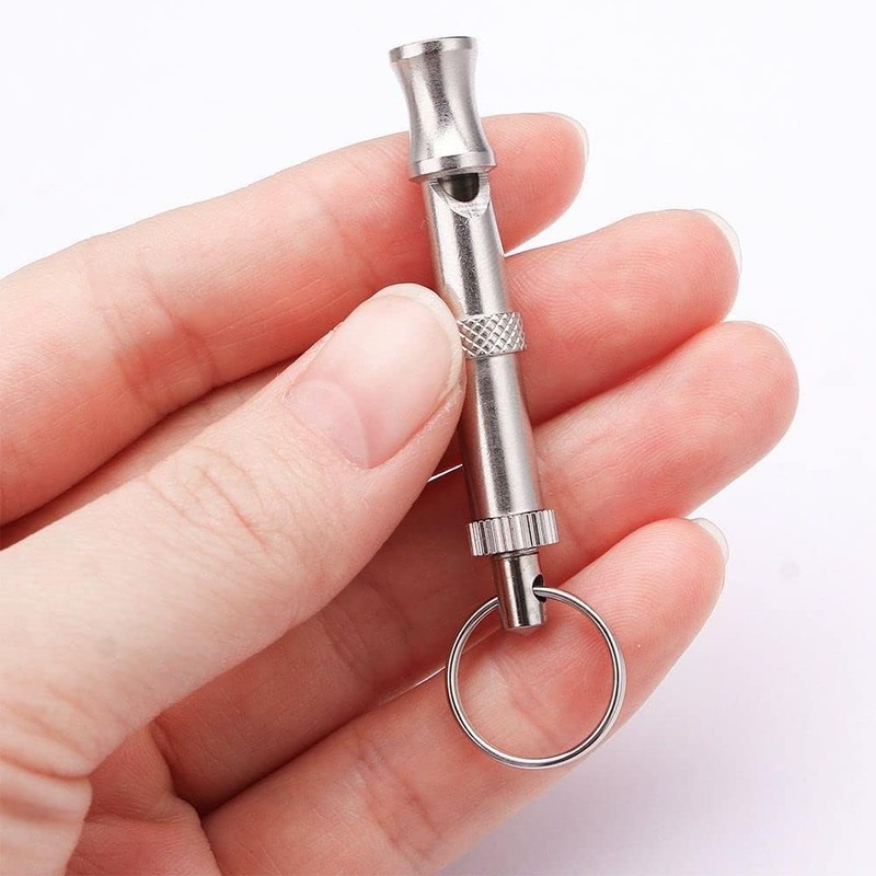 SquarezhenBo Silver Adjustable Ultrasonic Dog Whistle, Portable Whistle Pet Whistle