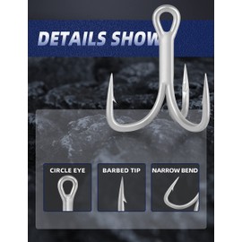 BLUEWING - 7 ganchos agudos, 5 ganchos de punta de aguja, ganchos de pesca de acero de alto carbono, ganchos de pescado extra afilados para pesca de agua salada de agua dulce, tamaño 4/0
