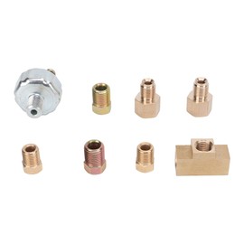 Universal Hydraulic Brake Light Switch Kit Includes 2-3/8in Tube Nut, 2-1/4in Tube Nut, 2-3/16-1/4in Adapter, Car General Brake Modification Kit, Suitable for 3/16 or 1/4 Inch Line