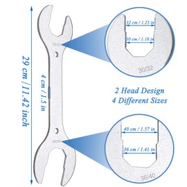 YANJINGHE Bicycle Tool Wrench, 30/32/36/40 mm Bicycle Hub Wrench, Wrench, Multi-Head Repair Tool, for MTB, Bicycle, Mountain Bike (Silver)