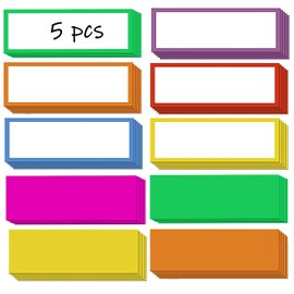 Pack of 50 Whiteboard Magnets, 7.5 x 2.5 cm, 10 Colours, Strong Magnets, Erasable Magnetic Strip, Reusable Magnets for Magnetic Board, Magnetic Film, Suitable for Pin Board, Magnetic Board