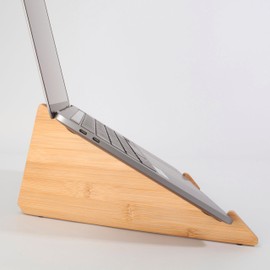 Sigel SA207 Laptopständer aus Bambus, höhenverstellbarer Laptophalter, leicht, faltbar, tragbar, 30 x 14,5 x 1,8 cm