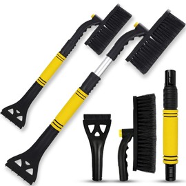 Atuoxing Ice Scraper Car with Broom 3-in-1 Snow Brush Car Ice Scraper Extendable Multifunctional Windscreen Scraper Car for Truck SUV MPV Windscreen