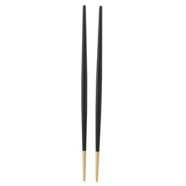 Fdit 304 Juego de palillos de acero inoxidable para sushi japonés, juego de vajilla de palillos dorados (negro)
