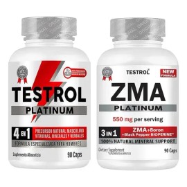 Combo Testrol Platinum + Zma Platinum | 180 Caps | Testrol Sin Sabor