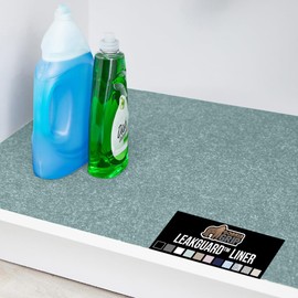Gorilla Grip LeakGuard Non-Adhesive Under Sink Mat for Kitchen Cabinet, Waterproof Quick Dry Shelf Liner, Durable Absorbent Felt Mats for Bathroom Sinks, Cabinets, Dresser, Easy Trim, 24x30 Spa Blue