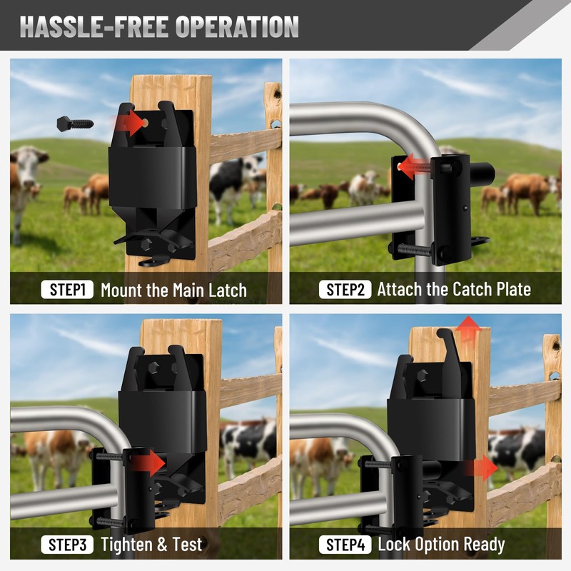 2 Pcs Farm Gate Latch, Heavy Duty 2 Way Gate