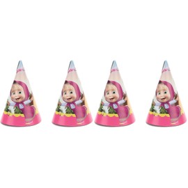 Procos 86566 - Cappellini Carta Masha e Orso, 6 Pezzi, Multicolore