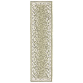 SAFAVIEH Courtyard Collection Runner Rug - 2'3" x 12', Light Green & Ivory, Leopard Print Design, Non-Shedding & Easy Care, Indoor/Outdoor & Washable-Ideal for Patio, Backyard, Mudroom (CY6100-52712)