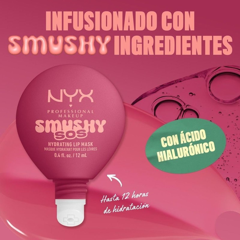 NYX Professional Makeup, Smushy SOS, Mascarilla Hidratante para Labios, Tono