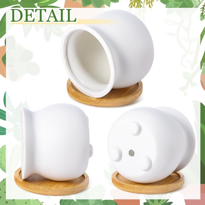 Remerry 6 Pcs 3.5 Inch DIY Ceramic Succulent Pots for
