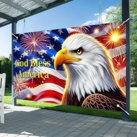 Unbranded Independence Day Background Banner 71 x 43 Inch 4th of July US Flag Bald Eagle P