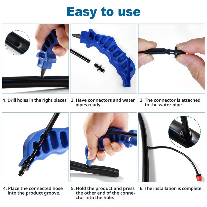 VooGenzek 4 Pieces 2-in-1 Drip Irrigation Pipe Hole Punch, 4