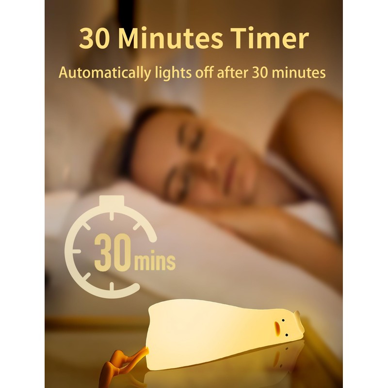 BemeedLigt Lying Flat Duck Night Light, Cute Silicone Duck Lamp,