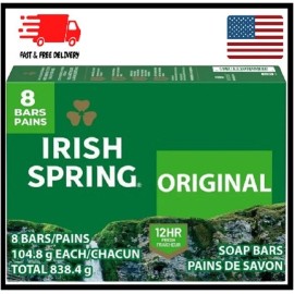 Irish Spring Original Deodorant Bar Soap for Men,  3.7 oz Bar (8 Pack)