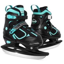 MammyGol Adjustable Ice Skates for Kids Boys and Girls, Hockey Lace-Up Skate, Teal Ice Skating Size 1-4 for Beginner