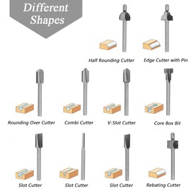 Mesee HSS Router Bits, 1/8 Inch(3mm) Shank Titanium Carbide Engraving Milling Cutter Bit Set Rotary Tools Accessories for DIY Woodworking Carving Trimming Drilling, Set of 10 Pieces