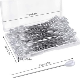 100Pcs Sewing Pins,Buttonhole Pins,54mm Long White Pearl Buttons Hole Straight Pin Accessories Apply for Sewing Bridal Dresses,Wedding Boutonniere, Artificial Flower,Diy Corsage,Jewelry Decoratioan