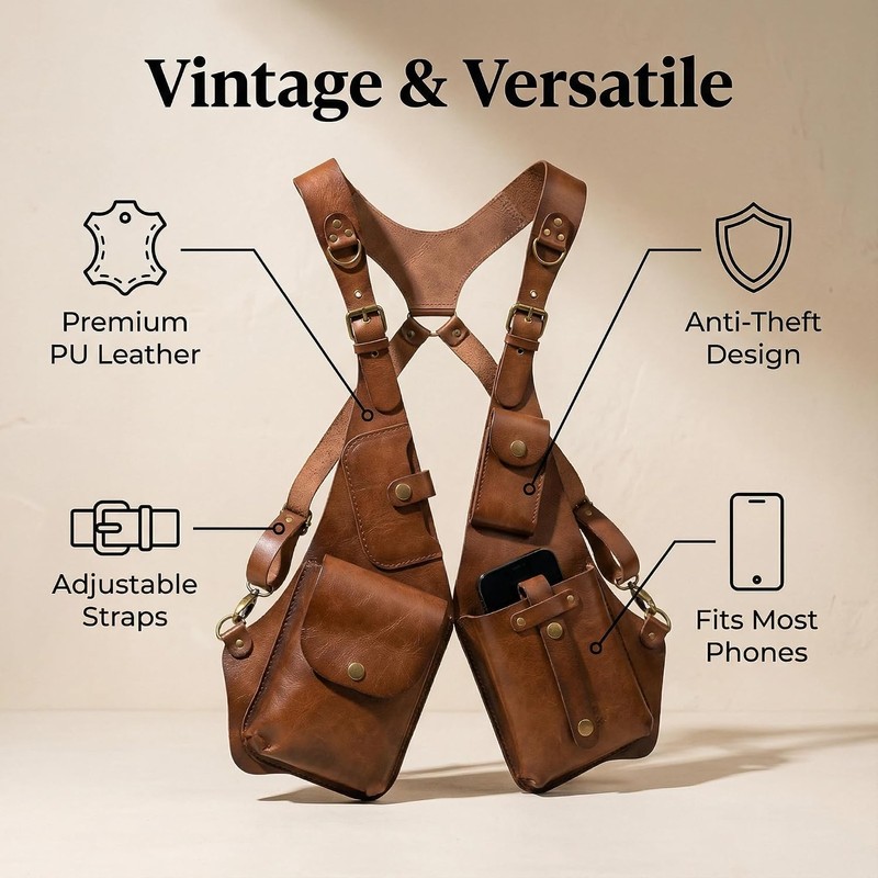 Premium Leather Adjustable Underarm Shoulder Bag for Men & Women,